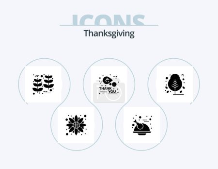 Téléchargez les illustrations : Thanksgiving Glyph Icon Pack 5 Icon Design. la nature. thanksgiving. du grain. Feuille. jour de remerciement - en licence libre de droit