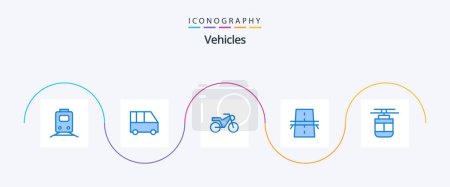 Illustration for Vehicles Blue 5 Icon Pack Including outline. highway. passenger van. grid. construction - Royalty Free Image
