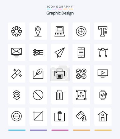 Illustration for Creative Design 25 OutLine icon pack  Such As email. word. hardware. write. type - Royalty Free Image