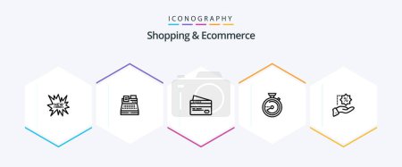 Illustration for Shopping And Ecommerce 25 Line icon pack including precentage. location. card. navigation. browse - Royalty Free Image