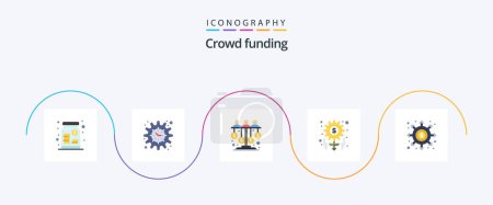 Téléchargez les illustrations : Crowdfunding Flat 5 Icon Pack Including black. project. dollar. management. sponsor investment - en licence libre de droit