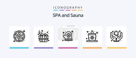 Illustration for Sauna Line 5 Icon Pack Including . basket. perfume. wood. flower. Creative Icons Design - Royalty Free Image
