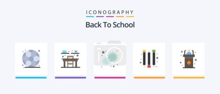 Illustration for Back To School Flat 5 Icon Pack Including speech. rostrum. morning. dais. school supplies. Creative Icons Design - Royalty Free Image