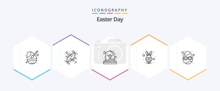 Illustration for Easter 25 Line icon pack including easter. face. nature. rabbit. animal - Royalty Free Image