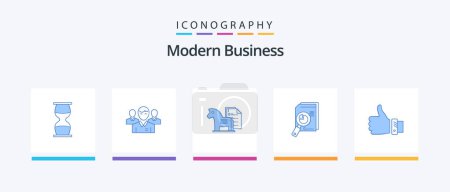 Ilustración de Modern Business Blue 5 Icon Pack Incluyendo las finanzas. negocios. ceo. ventaja. Persona. Diseño de iconos creativos - Imagen libre de derechos