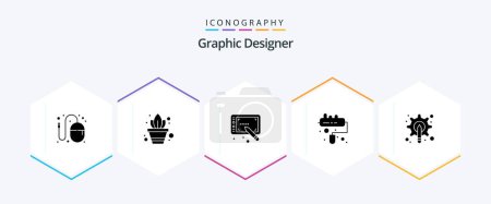 Illustration for Graphic Designer 25 Glyph icon pack including tool. graphic. design. designer. paint - Royalty Free Image