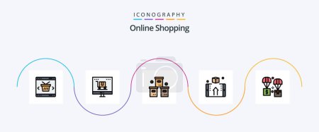 Illustration for Online Shopping Line Filled Flat 5 Icon Pack Including money. box. marketing. product. pack - Royalty Free Image