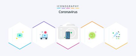 Illustration for Coronavirus 25 Flat icon pack including epidemic. bacteria. transportation. corona. medical - Royalty Free Image