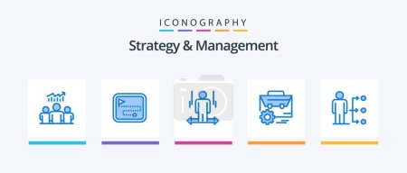 Illustration for Strategy And Management Blue 5 Icon Pack Including engineer. gear. flag. bag. left. Creative Icons Design - Royalty Free Image