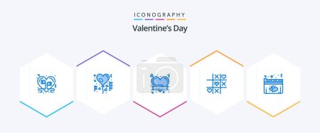 Illustration for Valentines Day 25 Blue icon pack including film. love. celebration. heart. romantic heart - Royalty Free Image