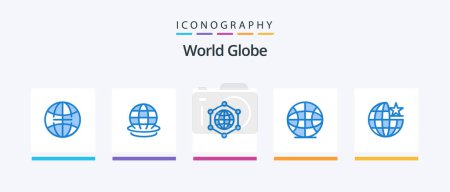 Ilustración de Globo azul 5 paquete de iconos incluyendo. internet. globo. globo. mundo. Diseño de iconos creativos - Imagen libre de derechos