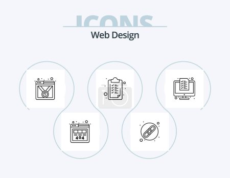Téléchargez les photos : Web Design Line Icon Pack 5 Icon Design. video. browser. pencil. web design. responsive - en image libre de droit