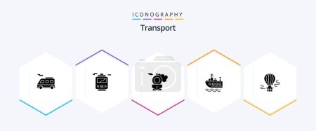 Ilustración de Transport 25 Glyph icon pack including . transport. transport. hot. air - Imagen libre de derechos