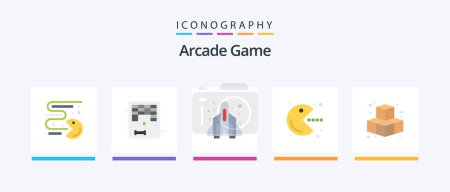 Téléchargez les illustrations : Arcade Flat 5 Icon Pack Including game. play. rocket. game. pacman. Creative Icons Design - en licence libre de droit