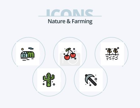 Illustration for Nature And Farming Line Filled Icon Pack 5 Icon Design. . farming. agriculture. sun. environment - Royalty Free Image