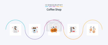 Illustration for Coffee Shop Flat 5 Icon Pack Including bulb. menu. cup. coffee. sign board - Royalty Free Image