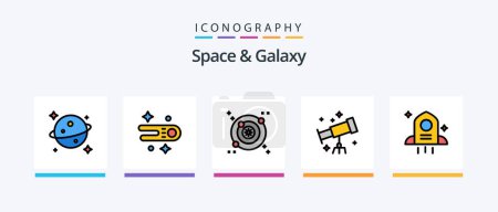 Téléchargez les photos : Pack de 5 icônes rempli d'espace et de Galaxy Line inclus. astronomie. l'espace. tableau. Icônes créatives Design - en image libre de droit