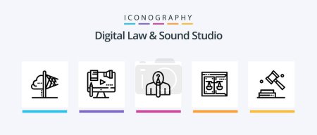 Ilustración de Digital Law And Sound Studio Line 5 Icon Pack Incluyendo dominio. copyright. la ley. negocios. copyright. Diseño de iconos creativos - Imagen libre de derechos