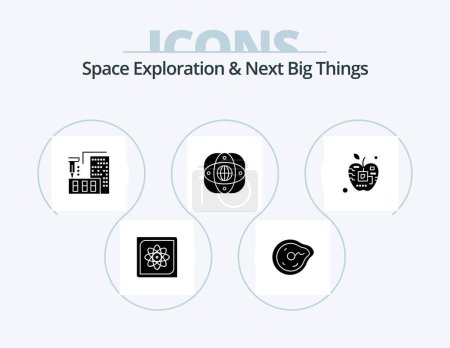 Téléchargez les illustrations : Space Exploration And Next Big Things Glyph Icon Pack 5 Icon Design. earth. artificial. paradox. home. construction - en licence libre de droit