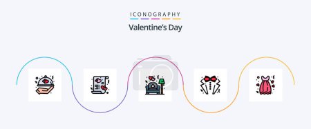 Illustration for Valentines Day Line Filled Flat 5 Icon Pack Including tie. love. marry. heart. love - Royalty Free Image