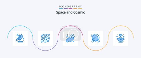 Téléchargez les illustrations : Space Blue 5 Icon Pack Including . space. satellite - en licence libre de droit