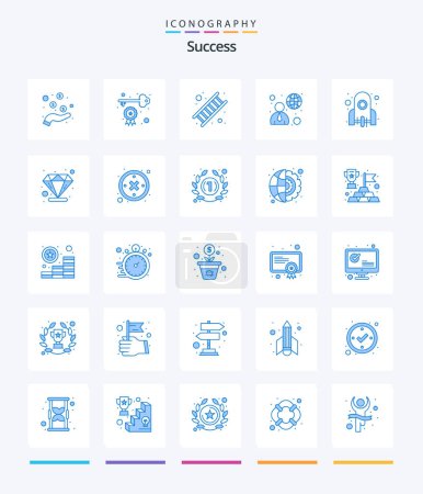 Illustration for Creative Sucess 25 Blue icon pack  Such As start up. man. career. global. business - Royalty Free Image