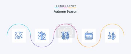 Ilustración de Otoño Azul 5 Icono Pack Incluyendo el otoño. Octubre. otoño. calendario. trigo - Imagen libre de derechos