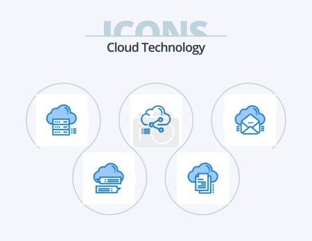 Ilustración de Cloud Technology Blue Icon Pack 5 Icon Design. data. share. cloud. share. data - Imagen libre de derechos