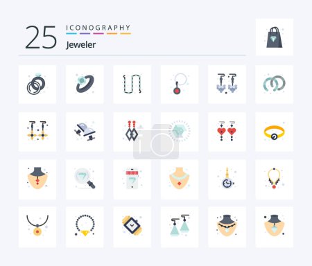 Illustration for Jewellery 25 Flat Color icon pack including gold. earrings. drop. drop. hoops - Royalty Free Image