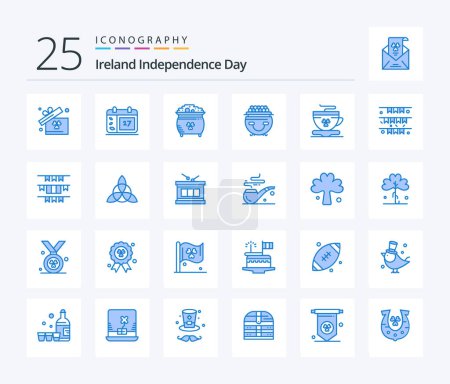 Téléchargez les illustrations : Ireland Independence Day 25 Blue Color icon pack including tea. patricks. coin. luck. fortune - en licence libre de droit