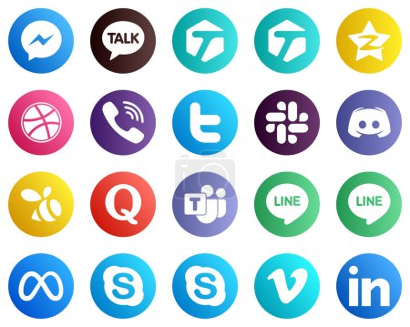 Téléchargez les illustrations : All in One Social Media Icône Set 20 icônes telles que le texte. discorde. dribbble. icônes mou et twitter. Haute définition et unique - en licence libre de droit