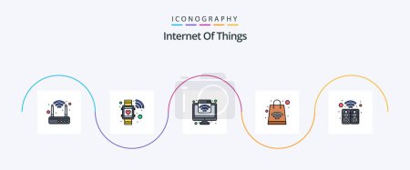 Illustration for Internet Of Things Line Filled Flat 5 Icon Pack Including speaker. house. smart. electronic. online shopping - Royalty Free Image