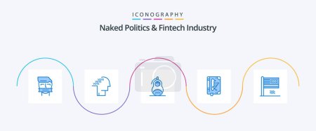 Ilustración de Naked Politics And Fintech Industry Blue 5 Icon Pack Incluyendo constitución. Libro. referéndum. Rusia. matrioshka - Imagen libre de derechos