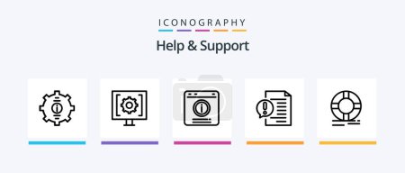 Ilustración de Ayuda y soporte Paquete de iconos de línea 5 Incluyendo ayuda. Asistente. Ayuda. apoyo. Ayuda. Diseño de iconos creativos - Imagen libre de derechos