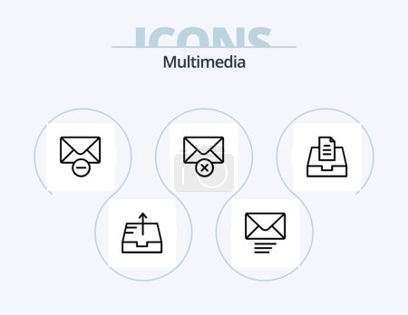 Téléchargez les illustrations : Multimedia Line Icon Pack 5 Icon Design. . courrier. . message - en licence libre de droit