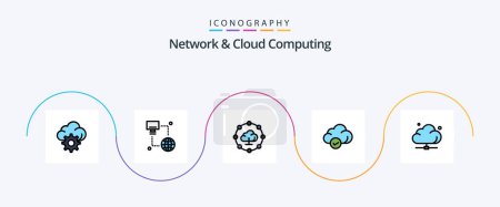 Illustration for Network And Cloud Computing Line Filled Flat 5 Icon Pack Including server. data. network. cloud. storage - Royalty Free Image