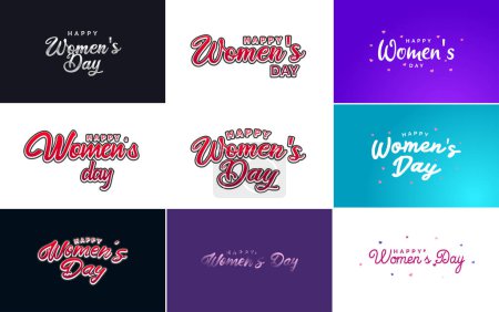 Ilustración de Eight March typographic design set with a Happy Women's Day theme - Imagen libre de derechos