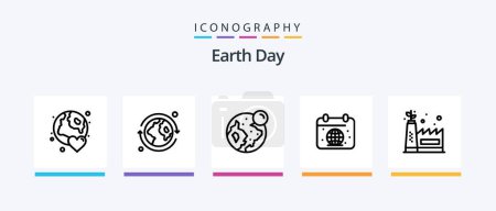 Ilustración de Earth Day Line 5 Icon Pack Incluye planta. Un día. fabricación ecológica. Amor. globo. Diseño de iconos creativos - Imagen libre de derechos