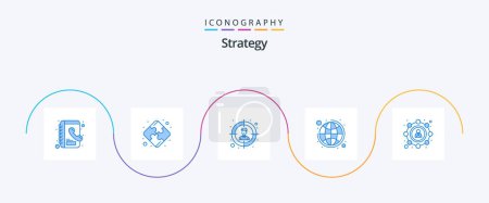 Ilustración de Estrategia Azul 5 paquete de iconos incluyendo. compartir. usuario. seo. estrategia - Imagen libre de derechos