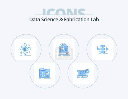 Téléchargez les illustrations : Data Science And Fabrication Lab Blue Icon Pack 5 Icon Design. l'avenir. ai. ingénierie. la science. information - en licence libre de droit
