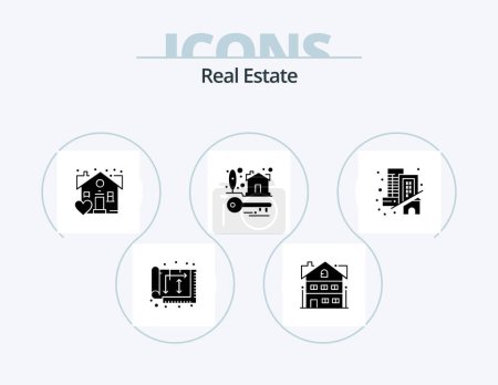 Illustration for Real Estate Glyph Icon Pack 5 Icon Design. estate. real estate. home. property. house keys - Royalty Free Image