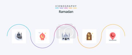 Illustration for Ramadan Flat 5 Icon Pack Including minaret. muslim. muslim. mosque. muslim - Royalty Free Image