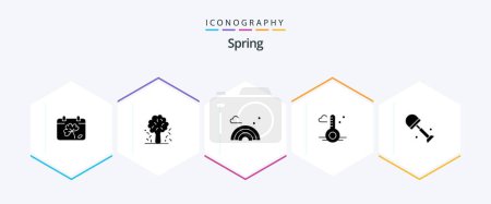 Illustration for Spring 25 Glyph icon pack including big. weather. spring. thermometer. wave - Royalty Free Image