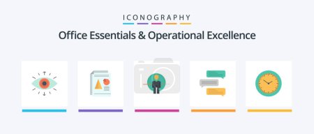 Illustration for Office Essentials And Operational Exellence Flat 5 Icon Pack Including comments. chat. chart. identity. login. Creative Icons Design - Royalty Free Image