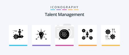 Téléchargez les illustrations : Talent Management Glyph 5 Icon Pack Including like. user. solution. target. cog. Creative Icons Design - en licence libre de droit