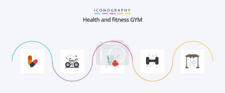 Illustration for Gym Flat 5 Icon Pack Including rings. training. gym. gym. apple - Royalty Free Image