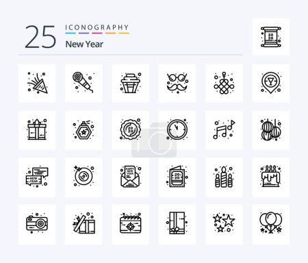 Illustration for New Year 25 Line icon pack including year. knot. sweet. chinese. glasses - Royalty Free Image