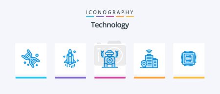 Illustration for Technology Blue 5 Icon Pack Including cpu. tech. robot. system. wifi. Creative Icons Design - Royalty Free Image