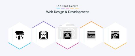 Illustration for Web Design And Development 25 Glyph icon pack including design . user . engineering design . security - Royalty Free Image
