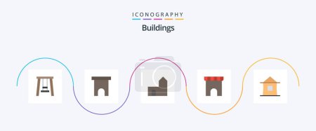 Illustration for Buildings Flat 5 Icon Pack Including building. marketplace. castle. institute building. medieval - Royalty Free Image